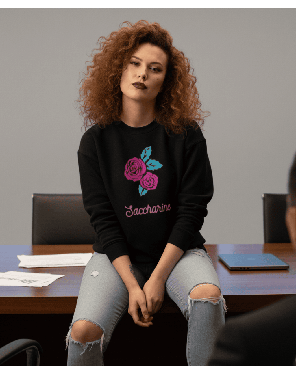 Saccharine – TBT Black Crewneck Sweatshirt