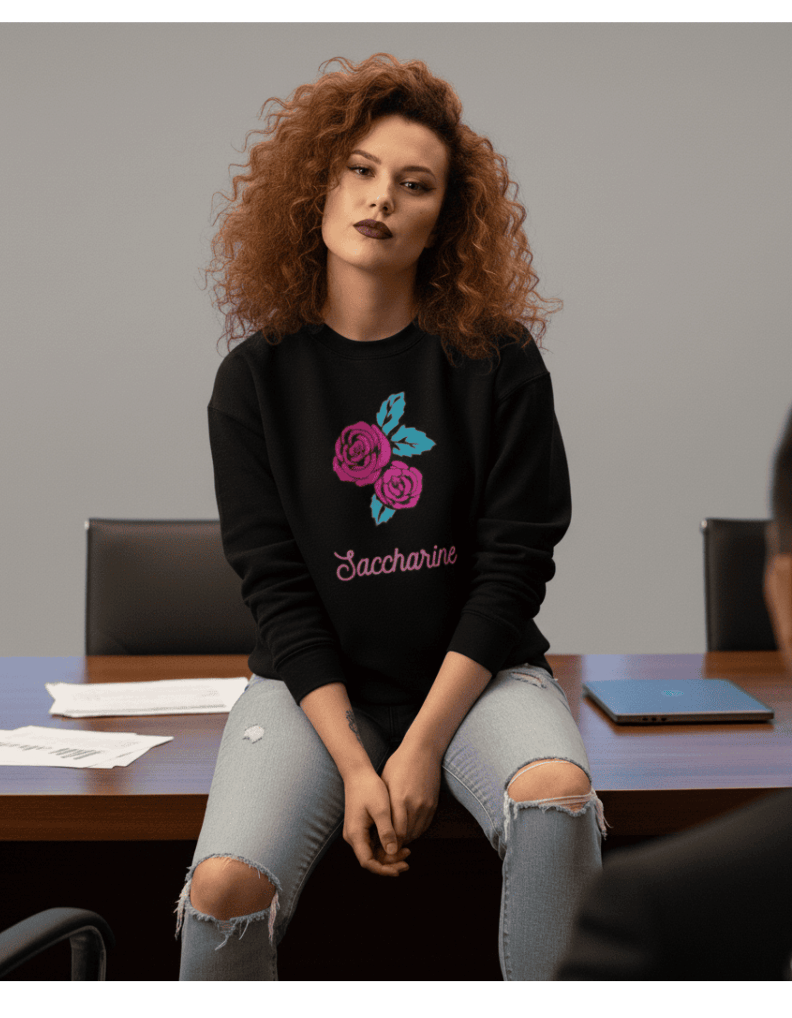 Saccharine – TBT Black Crewneck Sweatshirt