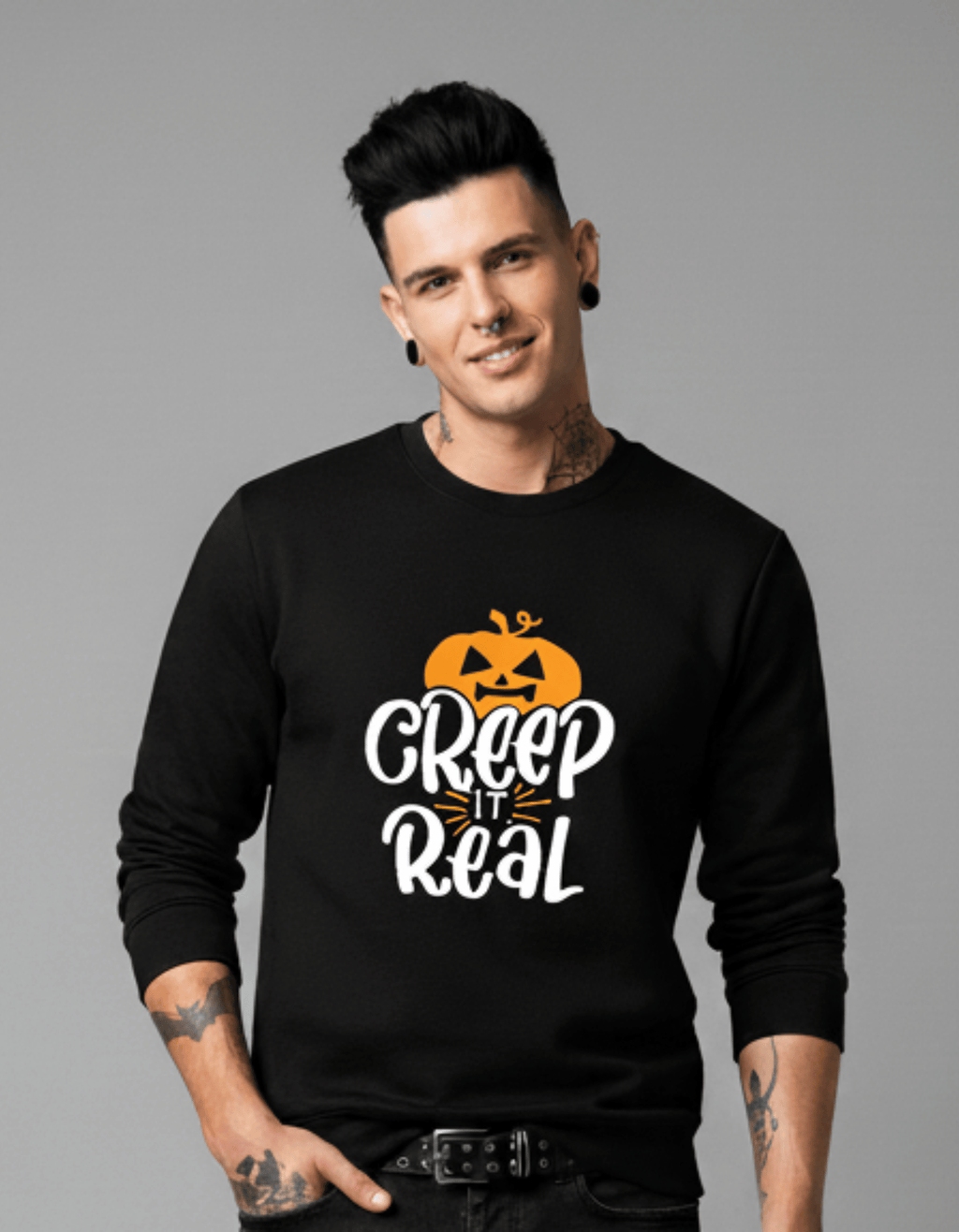 Creep It Real – TBT Cotton Black Sweatshirt | Halloween Edition