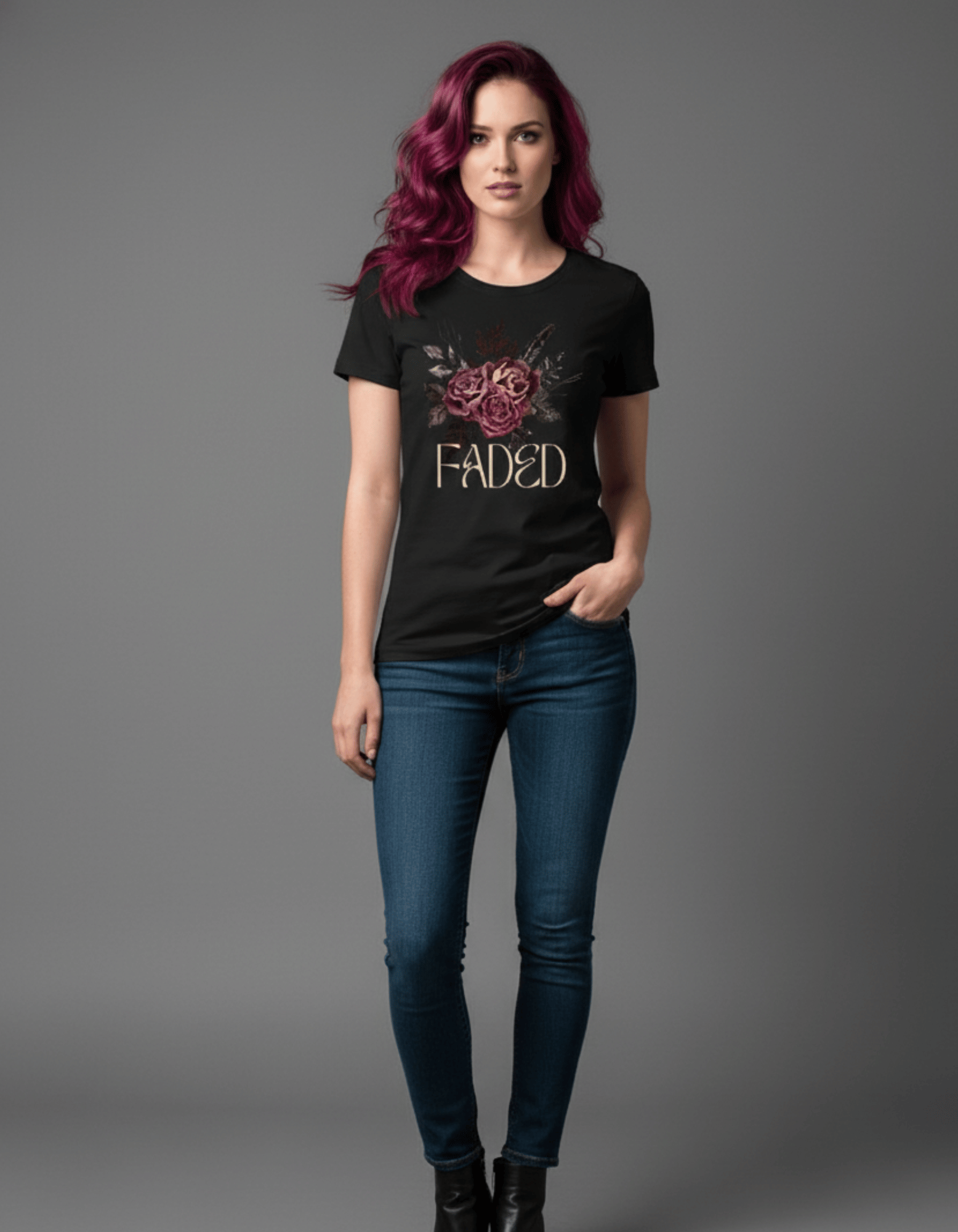 Faded Floral Women's Cotton Tee - Stylish Casual Top
