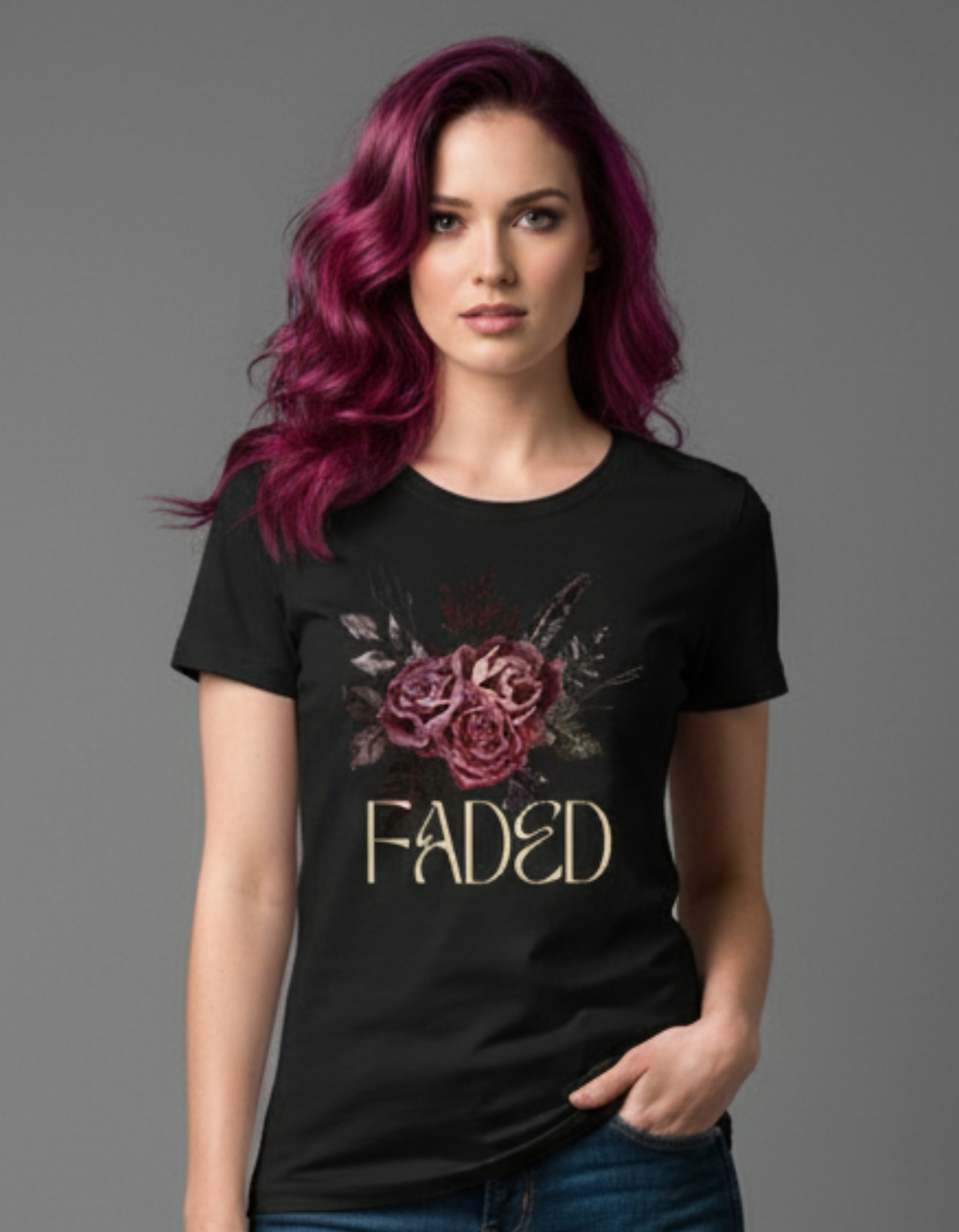 Faded Floral Women's Cotton Tee - Stylish Casual Top